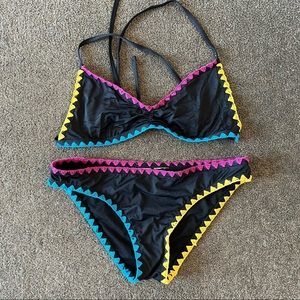 Black Bikini with Rainbow Trim